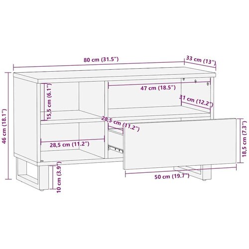  ormar s ladicama Smeđa 80 x 33 5 x 46 cm Čvrsto drvo manga Slike