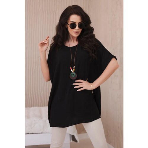 Kesi Włoski Oversized blouse with pendant black Slike