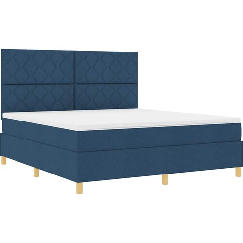  LED Box Spring Krevet s uzglavljem Plava 180 x 200 cm tkanina Slike