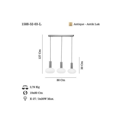 Opviq Luster Kabo-52-03, O19, 12cm, IP20 zlatno-bijela boja Slike