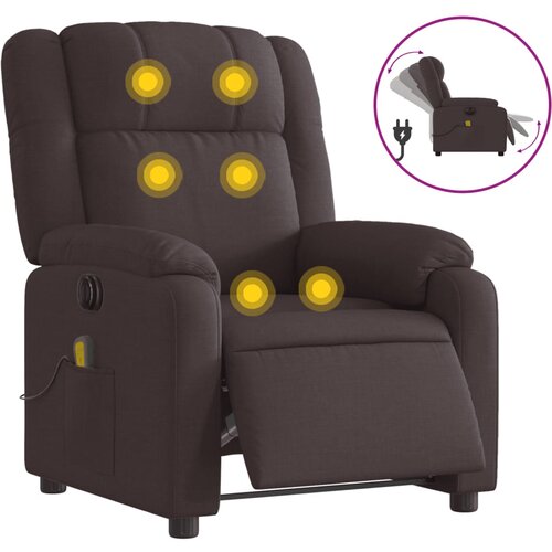 VidaXL Električni masažni naslanjač temno rjavo blago, (20924156) Slike