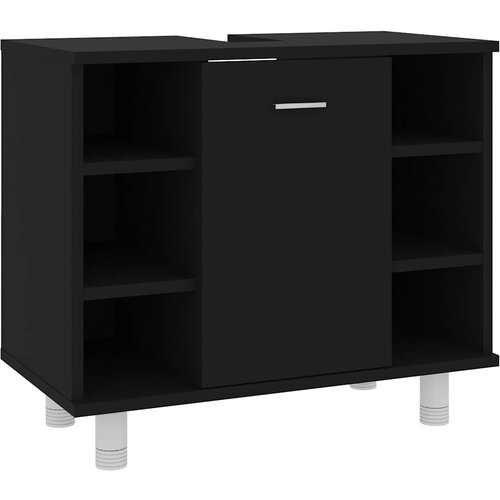Maison Chic Kopalniška omarica - Kopalniški kabinet črna 60x32x53,5 cm iverna plošča, (21795008) Cene