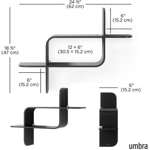 Umbra Crna polica s vi&amp;scaron;e razina od masivnog kaučuka 62 cm Montage &amp;ndash; Slike