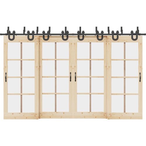 vidaXL Komplet opreme za drsna vrata 183 cm jeklo črne barve Cene