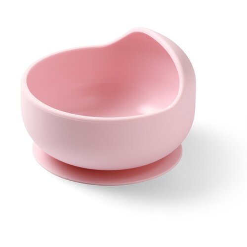 BabyOno Siilicone Plate 6m+ silikonska posoda s priseskom Pink 1 kos Slike