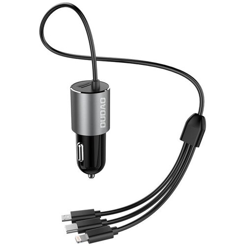 Dudao auto punjač 3,4 A sa ugrađenim 3u1 USB kabelom Slike