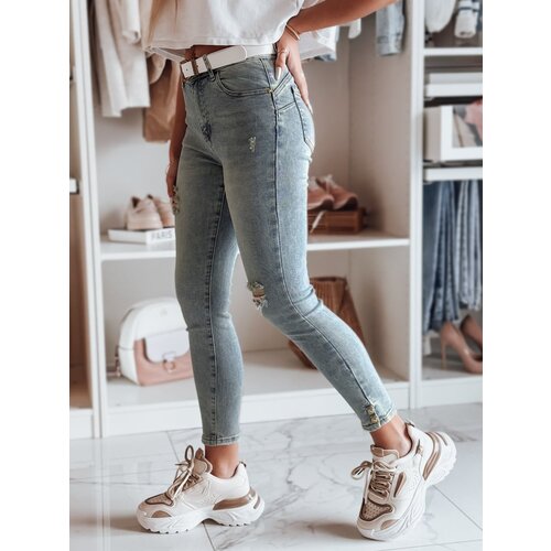 DStreet Spodnie damskie jeansowe skinny z paskiem ICONON niebieskie Slike