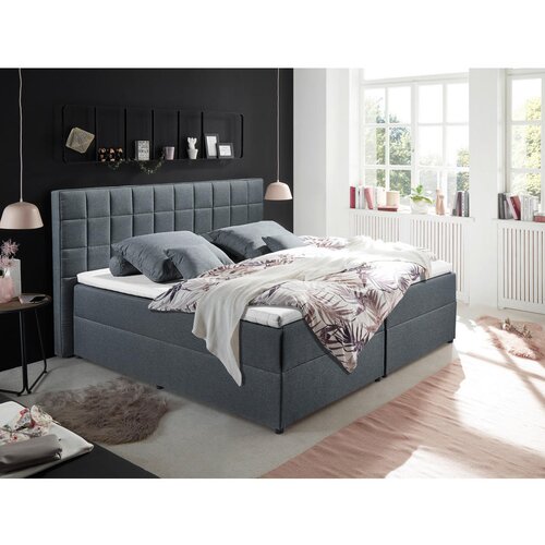 MID.YOU POSTELJA Z VZMETNICO 180 cm x 200 cm , tekstil, leseni material antracit Slike