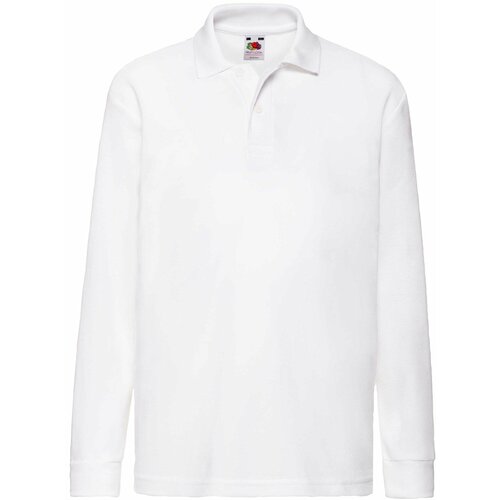 Fruit Of The Loom White Long Sleeve Polo Shirt Slike