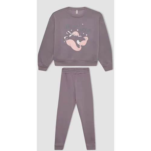 Defacto Girl's Printed Long Sleeve Pajama Set