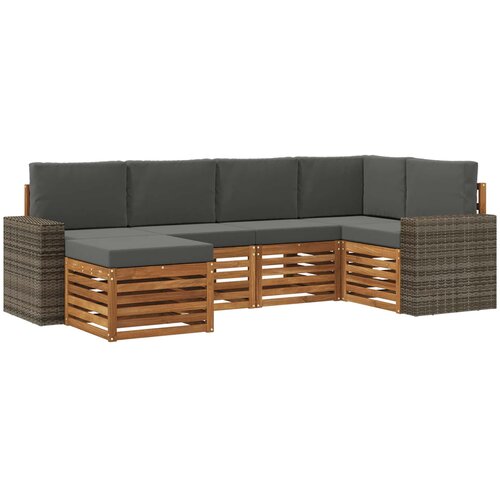  Set vanjskih sofa 6 kom. Prirodna i antracit Poliester 255 x 136,5 x 73 cm Slike
