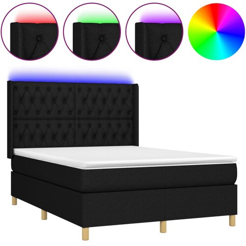 Maison Chic Box spring postelja - Vzmetna postelja z vzmetnico LED črna 140x190 cm blago SL3254, (21905475) Cene