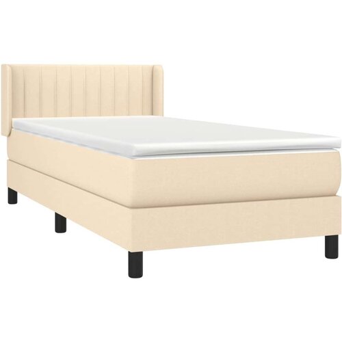  Krevet s oprugama i madracem krem 90 x 200 cm od tkanine Slike
