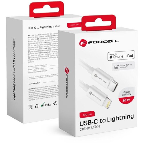 forcell kabel Type- C na Lightning 8-pinski MFi 3A/9V 30W (maks.) C901 1m bijeli Cijene