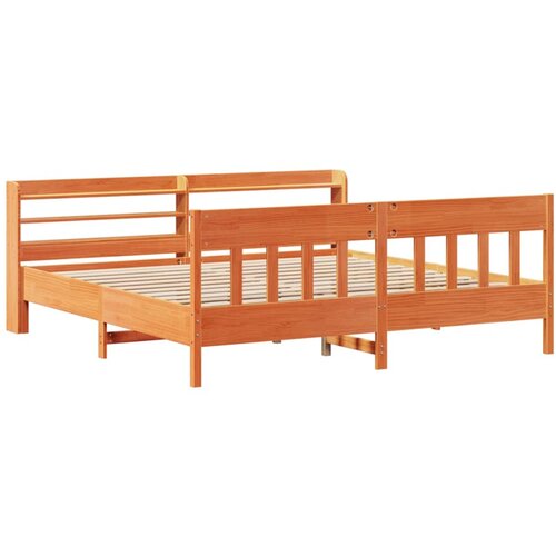 VidaXL Posteljni okvir z vzglavjem vo&amp;scaron;čeno rjava 180x200 cm borovina, (21303410) Slike
