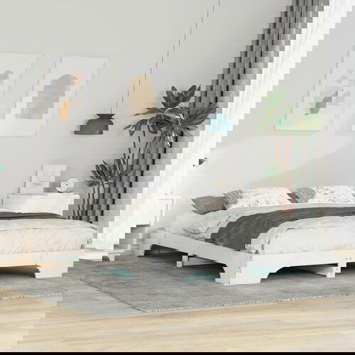 vidaXL Posteljni okvir Bela 140 x 220 cm Trdna borovina Cene