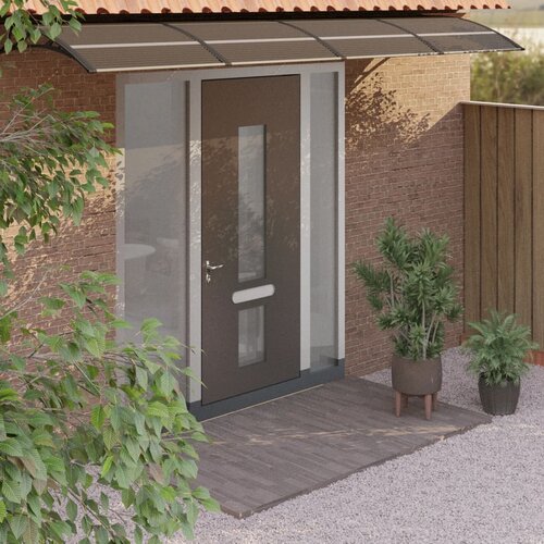  Nadstre&amp;scaron;nica za vrata crna 400 x 80 cm polikarbonatna Slike