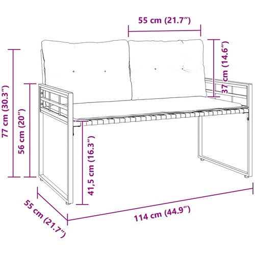  Drvena klupska klupa s jastukom Krema 114 x 55 x 77 cm Slike