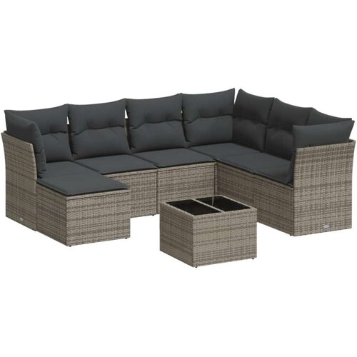 vidaXL 8-dijelni set vrtnih sofa od poliratana s jastucima sivi Cijene