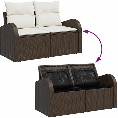  Set sofe s jastukom s pohranom 4 pcs Smeđa i bijela poliratan Slike