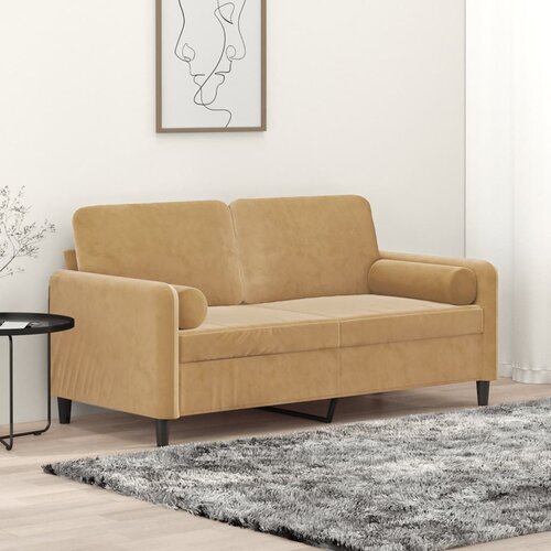 vidaXL Kavč dvosed z okrasnimi blazinami rjav 140 cm žamet Cene