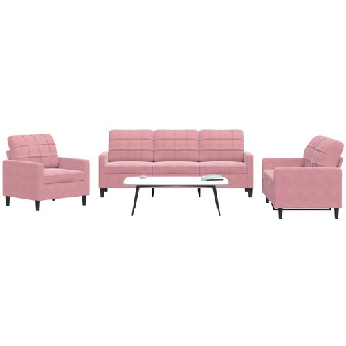  3-dijelni set sofa s jastucima ružičasti bar&scaron;unasti Cijene