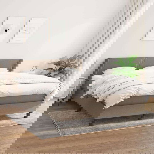  Box spring postelja z vzmetnico taupe 140x190 cm blago, (20792177) Cene