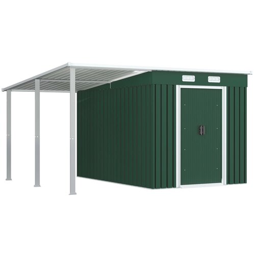 vidaXL Vrtna lopa z nadstreškom zelena 335x278x184 cm jeklo Cene