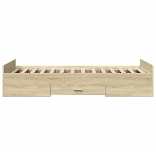  Okvir za krevet s ladicama boja hrasta 90x200 cm Smeđa 90 x 200 cm Slike