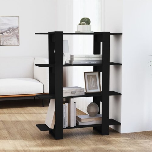 The Living Store Knjižna omara/pregrada črna 100x30x123,5 cm - Knjižna Omara, (21431280) Slike