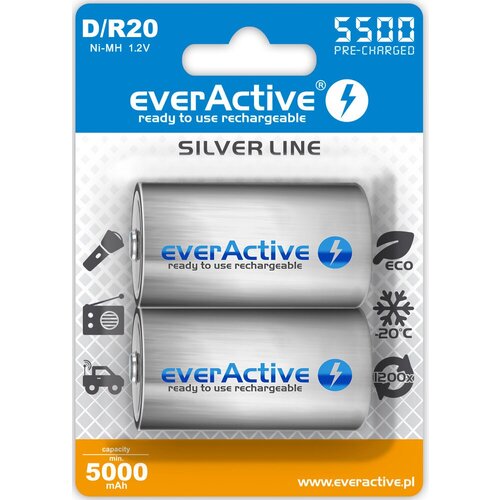 EverActive Rechargeable batteries R20 /D Ni-MH 5500 mAh ready to use Cijene