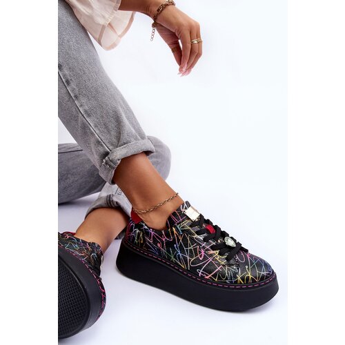 Maciejka Leather Sport Shoes On Platform Slike