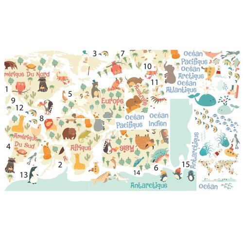 Ambiance Stenska nalepka Pastel World Map Cene