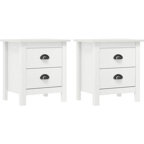 VidaXL Nočna omarica Hill Range 2 kosa bela 46x35x49,5 cm borovina Slike