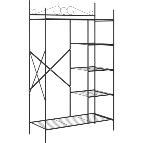 VidaXL Odprt omara s polico Črna 104,5 x 45 x 172 cm Jeklo, (5000131278) Slike