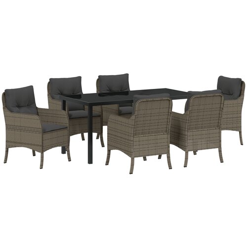 vidaXL set od 7 vrtnih stolica s jastučićima siva poli rattan Cijene
