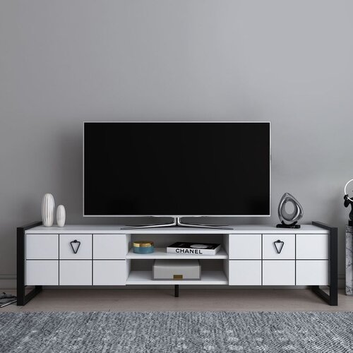 Hanah home Mora - White, Black WhiteBlack TV Stand Cene