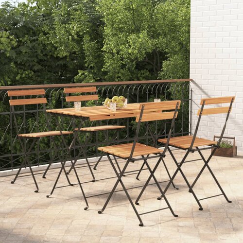 VidaXL 5-dijelni sklopivi bistro set masivno bagremovo drvo i čelik Slike