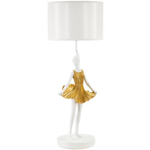 Mauro Ferretti Bela/v zlati barvi namizna svetilka s tekstilnim senčilom (višina 90,5 cm) Dancer – Cene