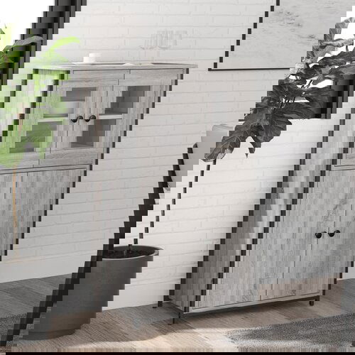 The Living Store Visoka omarica siva sonoma 62x32x106,5 cm inženirski les - Visoka Omarica, (21657518) Cene