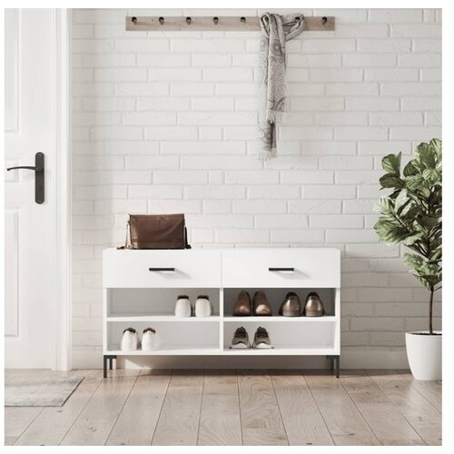 vidaXL Klupa za cipele bijela 102 x 35 x 55 cm od konstruiranog drva Cijene