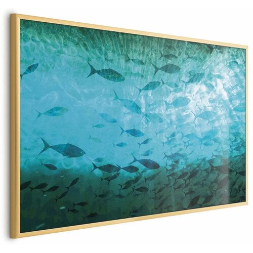  Plakat - Group of Dark Fish 90x60 Zlatni okvir Cijene