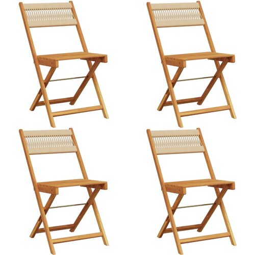 Maison Chic Zložljivi Vrtni Stoli - Stol za vrti 4 kosi bež trden akacijev les JS2852, (21876514) Slike