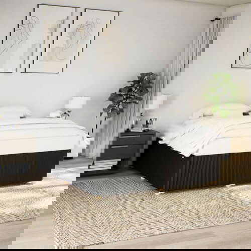 VidaXL Posteljni okvir brez vzmetnice črn 200x200 cm blago Slike