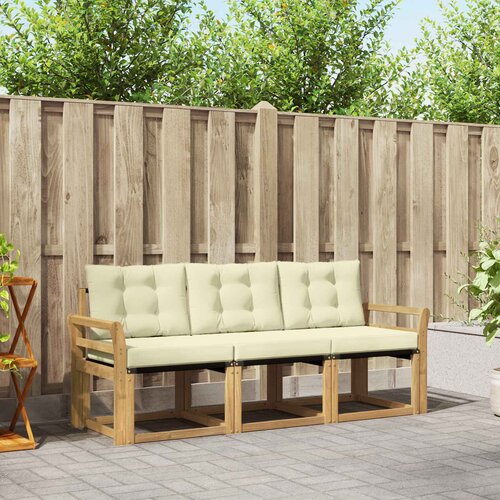  Set vanjskih sofa s jastukom 3 pcs Bijela i krem Cijene