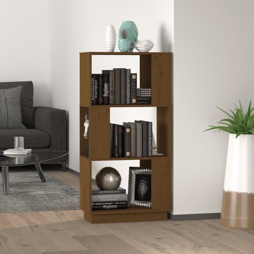 VidaXL knjižna omara/pregrada medeno rjava 51x25x101 cm trdna borovina Slike