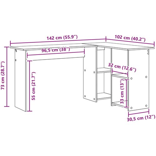  Stol s policom Bijelo 142 x 102 x 73 cm Konstruirano drvo Slike