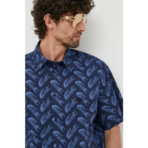 Lacoste Bombažna srajca moška, mornarsko modra barva