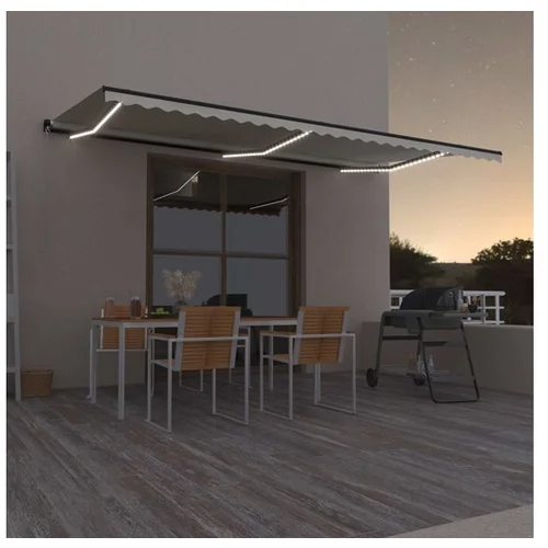  Ročno zložljiva tenda z LED lučmi 600x350 cm krem