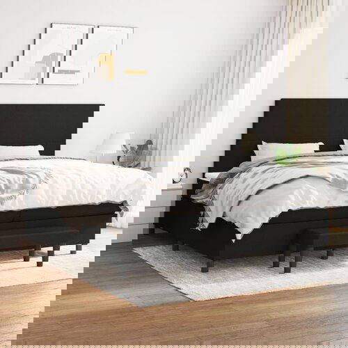 The Living Store Box spring postelja z vzmetnico črn 200x200 cm blago - Box Spring Postelja, (21514120) Cene